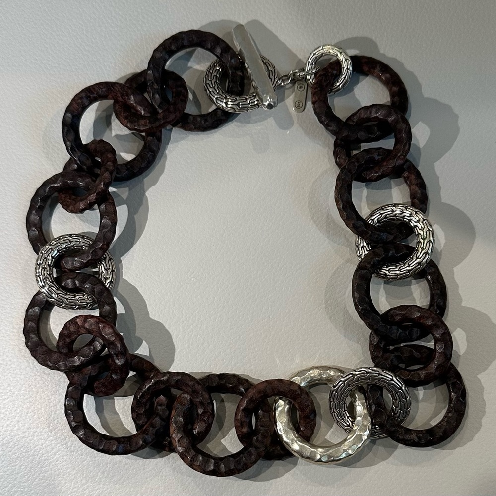 John Hardy Palu Link Necklace, Fashioned in Sterling Silver with Rose Wood